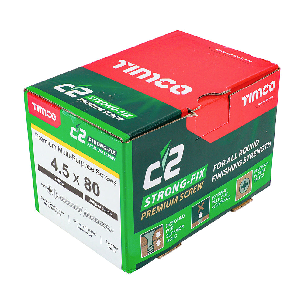TIMCO C2 Strong-Fix Multi-Purpose Premium Countersunk Gold Woodscrews - 4.5 x 80 - Image