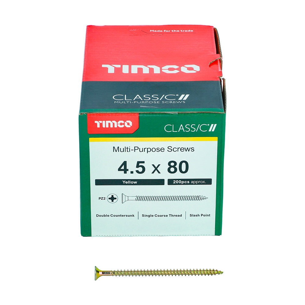 TIMCO Classic Multi-Purpose Countersunk Gold Woodscrews - 4.5 x 80 - Image