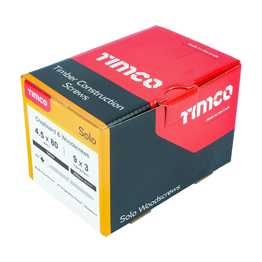 TIMCO Solo Countersunk Gold Woodscrews - 4.5 x 80 - Image