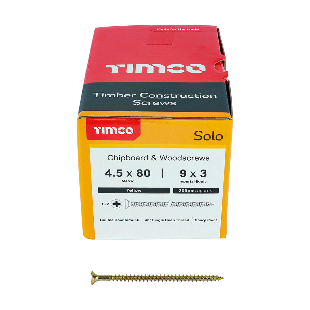 TIMCO Solo Countersunk Gold Woodscrews - 4.5 x 80 - Image