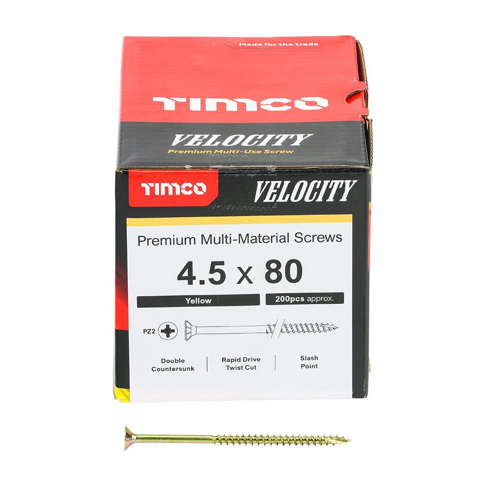 TIMCO Velocity Premium Multi-Use Countersunk Gold Woodscrews - 4.5 x 80 - Image