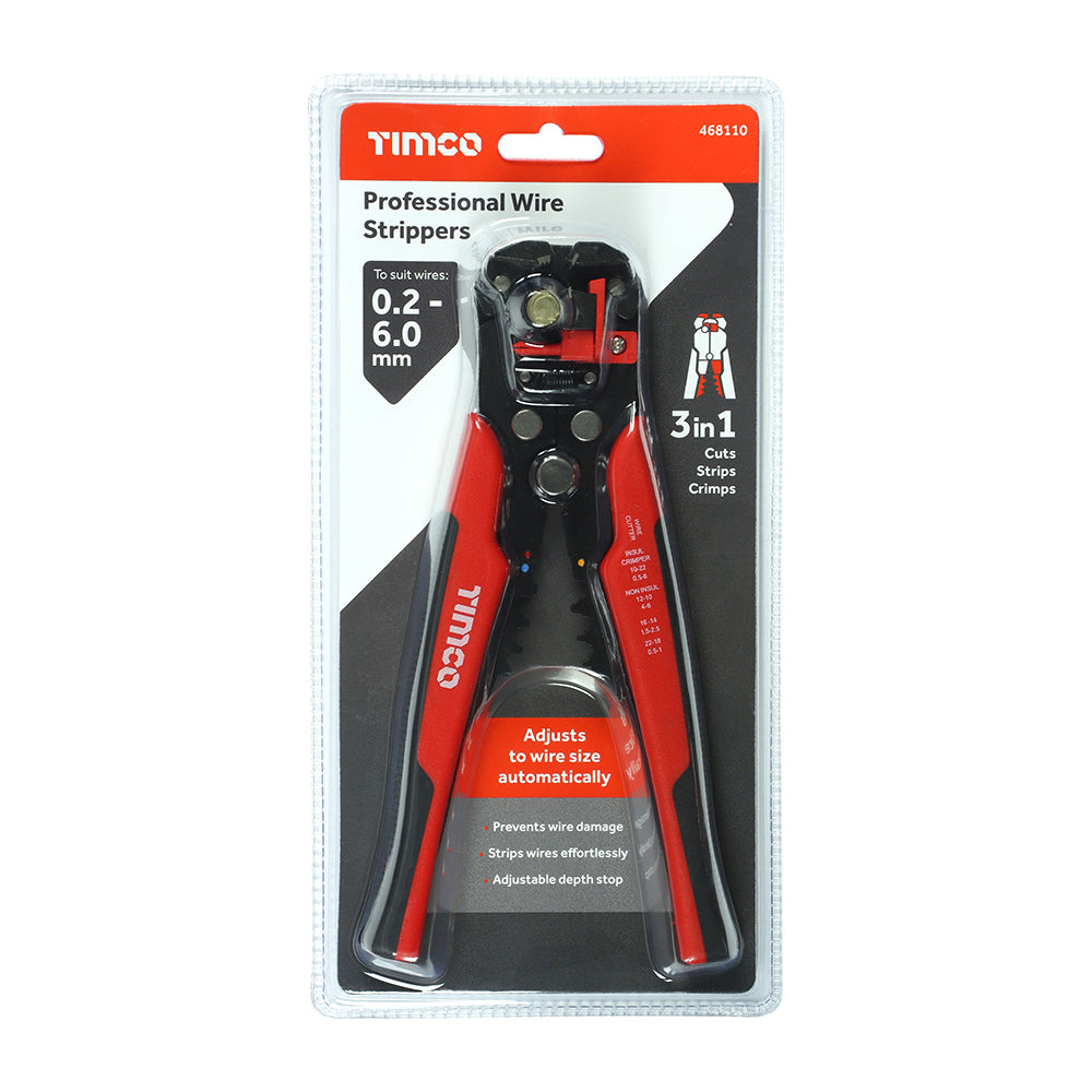 TIMCO Automatic Wire Strippers 3-in-1 Pliers Cutters Crimpers - 8" - Image
