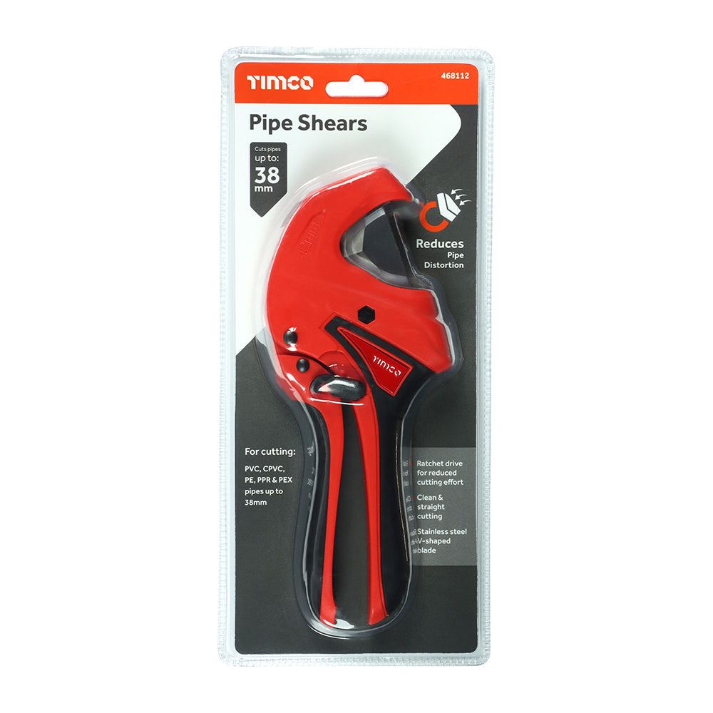TIMCO Plastic Pipe Shears Ratcheting PVC Tube Cutters - 42mm - Image