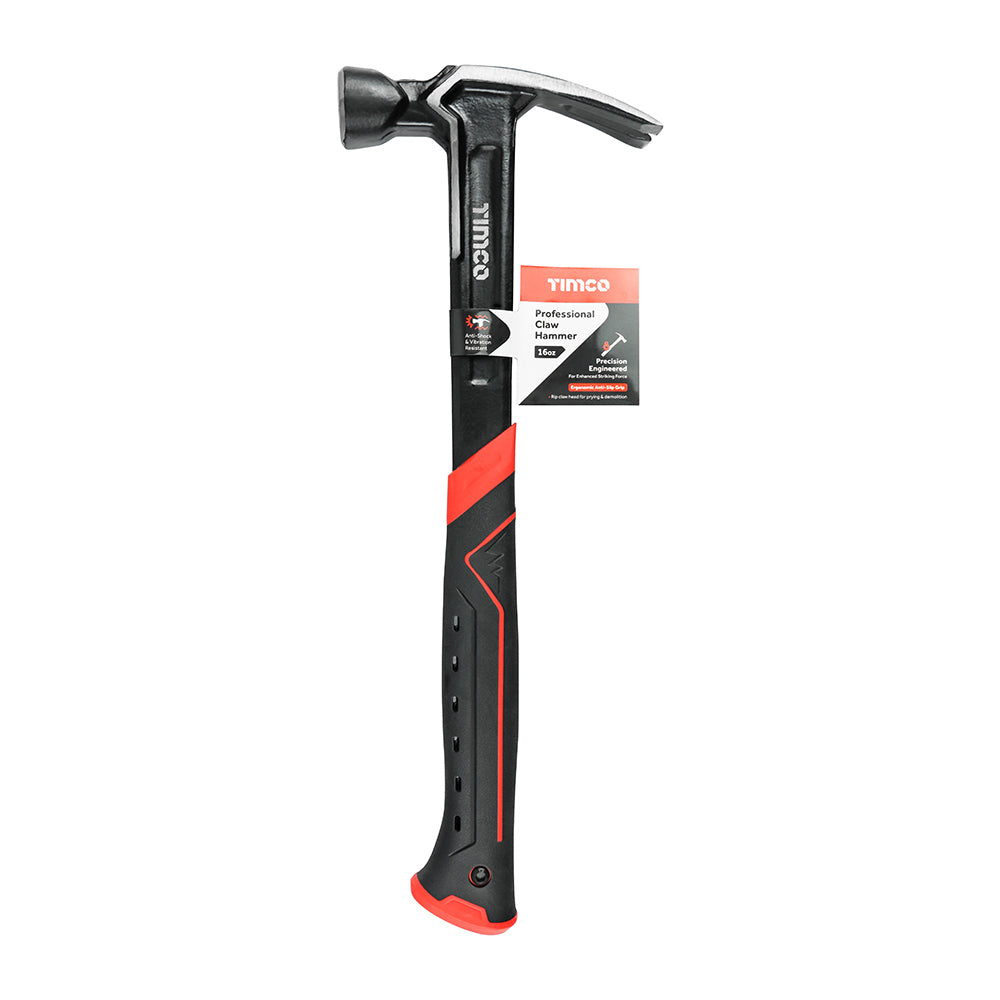 TIMCO Professional Claw Hammer, Straight XL Claw Hammer with Vibration Control and Magnetic Nail Starter - 160z - Image