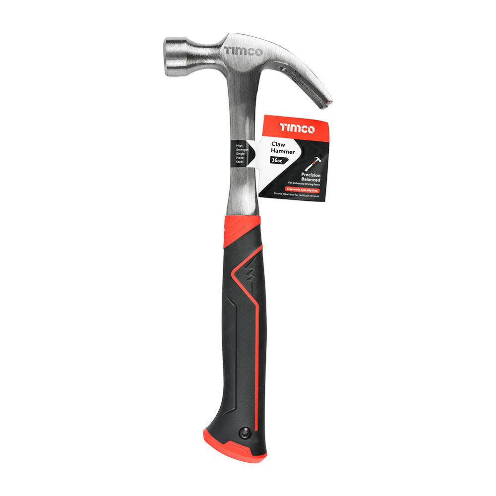 TIMCO One Piece Claw Hammer, Curved Single Piece High Strength Anti-Shock Smooth Face Hammer - 160z - Image