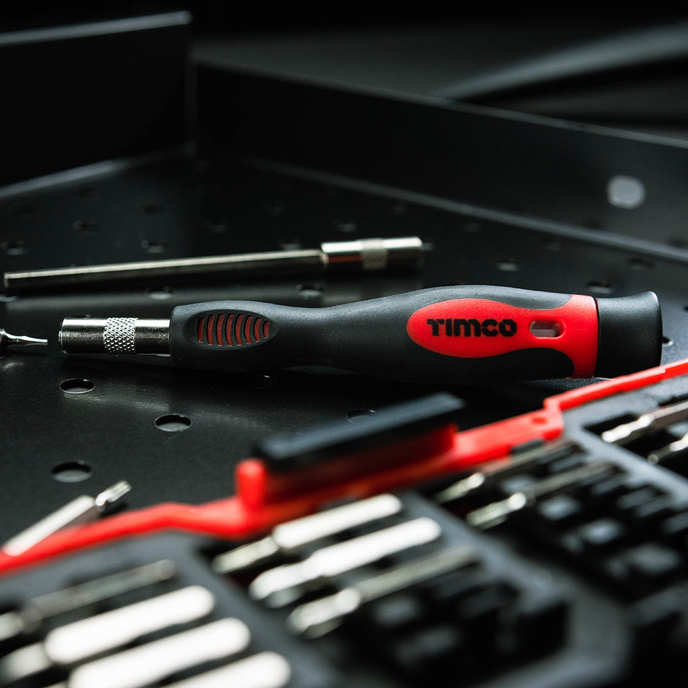 TIMCO Precision Srewdriver and Bit Set, Premium Soft Grip Handle with Interchangable Driver Bits for Multiple Intricate Fastener Applications in a Hard Plastic Case - 18 Pieces - Image