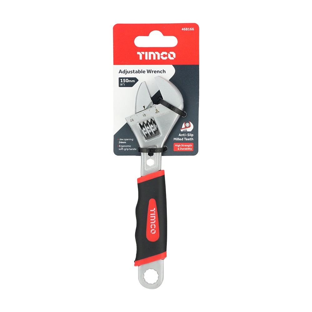 TIMCO Adjustable Wrench with Soft Grip Handle, Grips 0 - 20mm - 6" / 150mm - Image