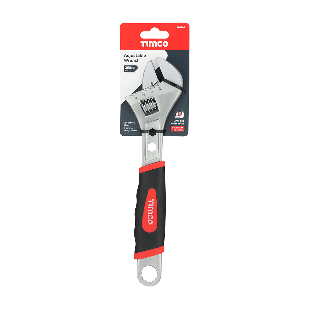 TIMCO Adjustable Wrench with Soft Grip Handle, Grips 0 - 34mm - 10" / 250mm - Image