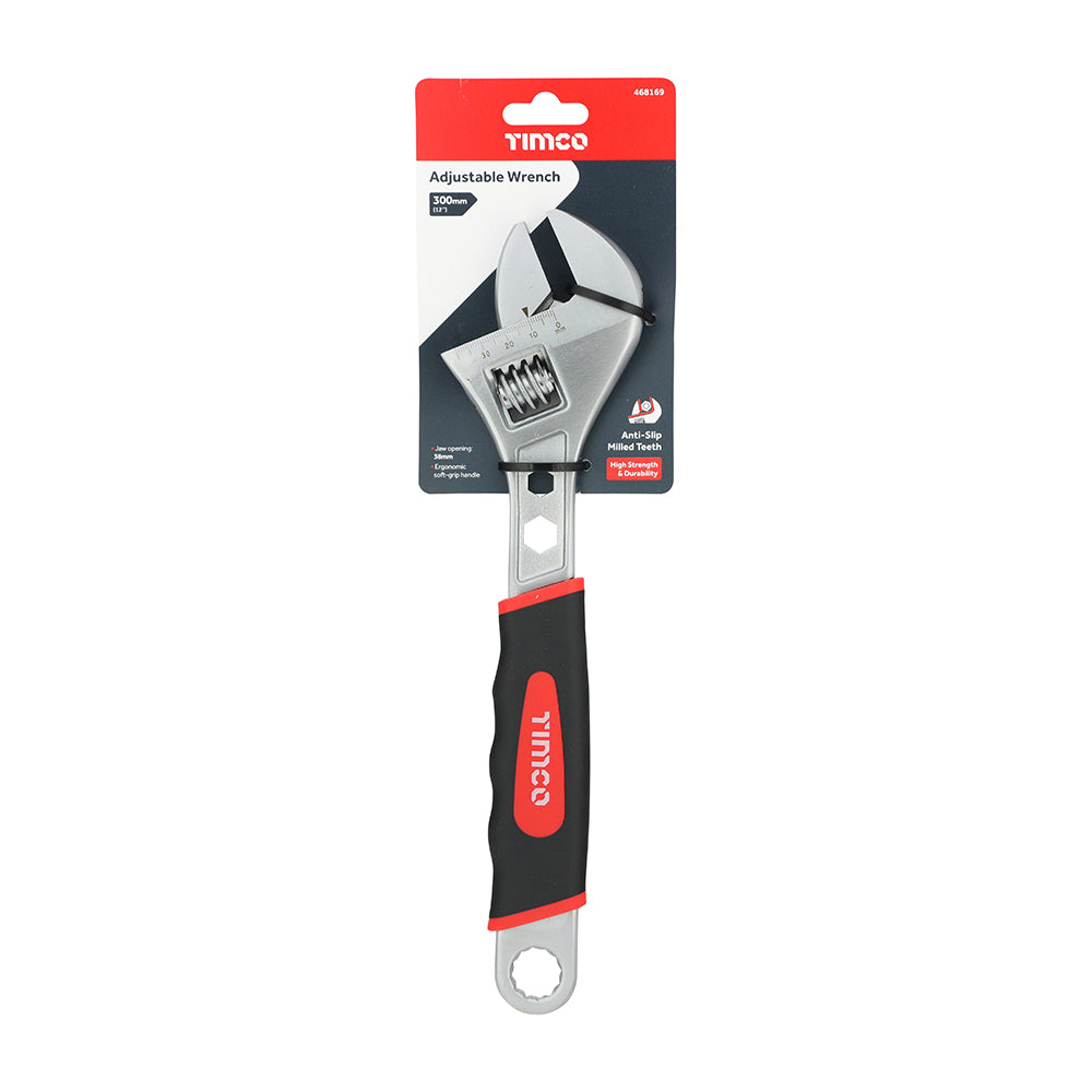 TIMCO Adjustable Wrench with Soft Grip Handle, Grips 0 - 38mm - 12" / 300mm - Image