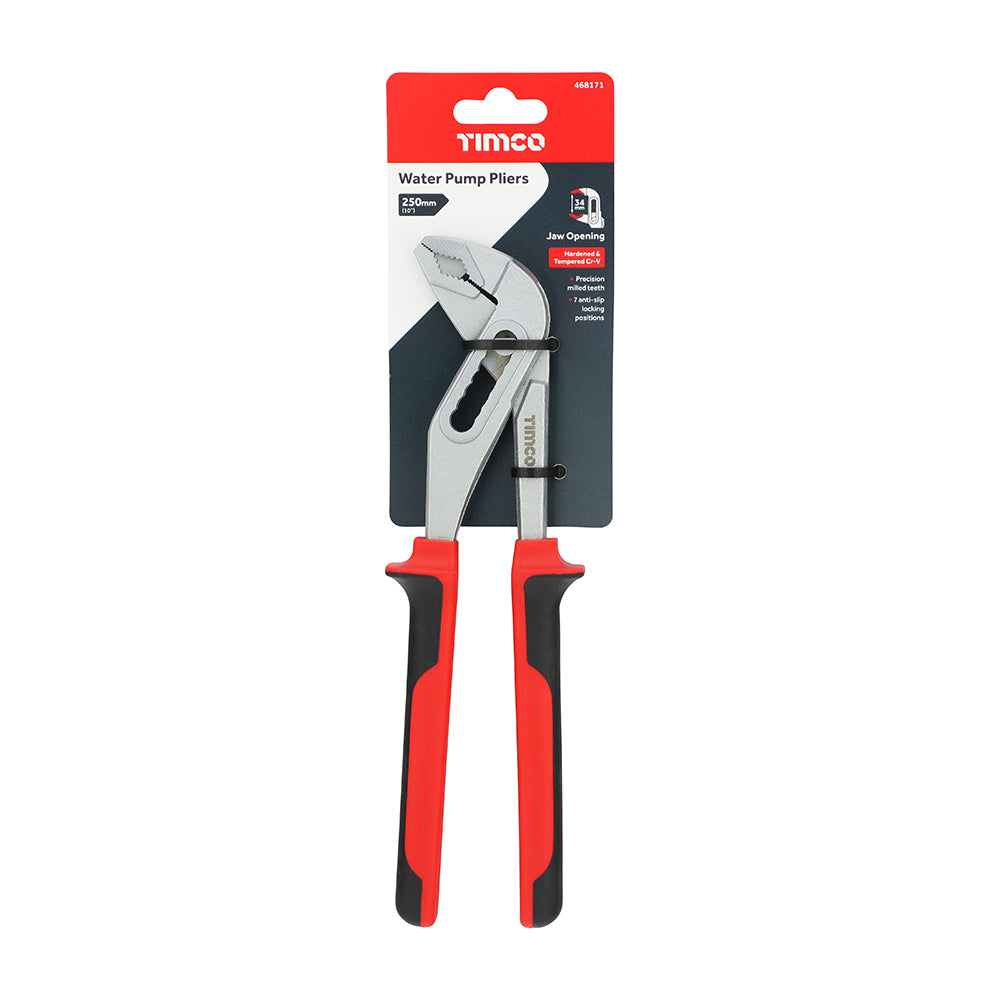 TIMCO Water Pump Pliers with Adjustable Anti-Slip Jaws and Soft-Grip Handles - 10" / 250mm - Image