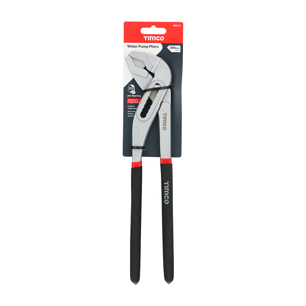 TIMCO Water Pump Pliers with Adjustable Anti-Slip Jaws and Soft-Grip Handles - 12" / 300mm - Image