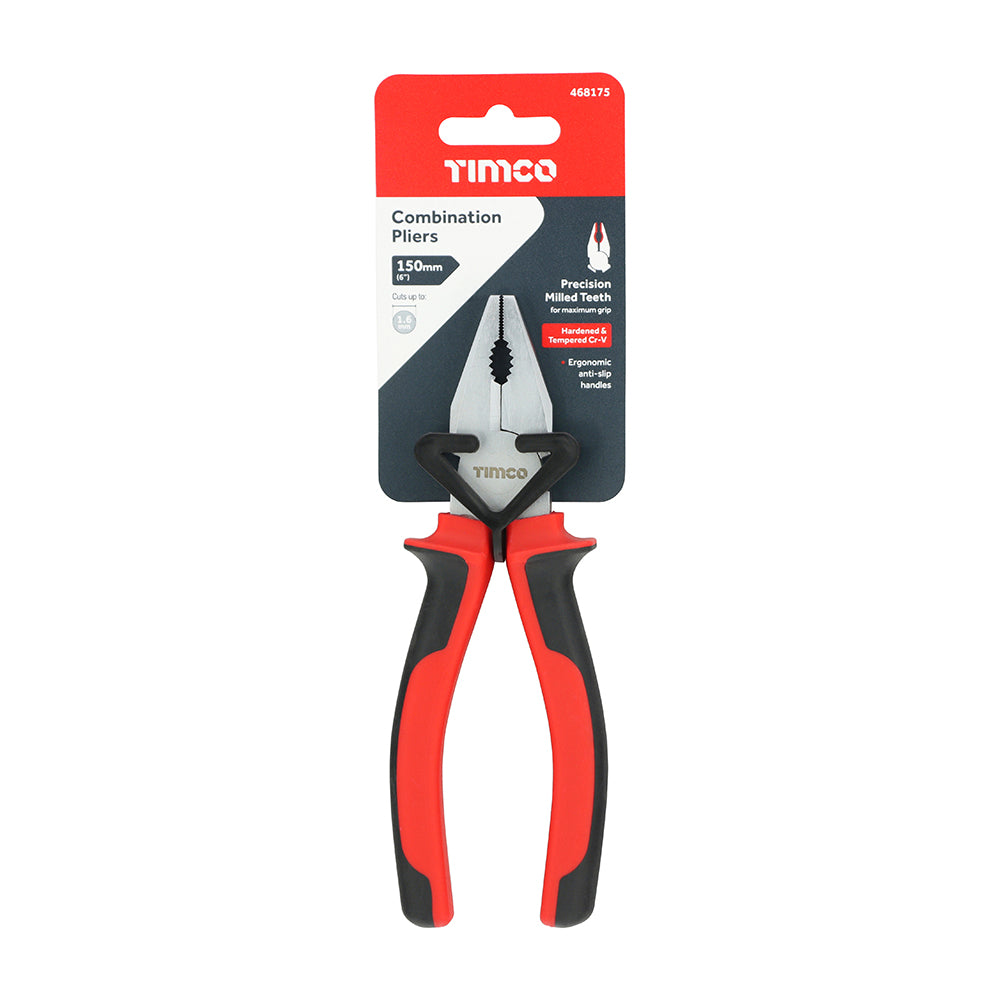 TIMCO Combination Pliers, Multi-purpose Grips & Cutters with Soft Grip Handles - 6" / 150mm - Image