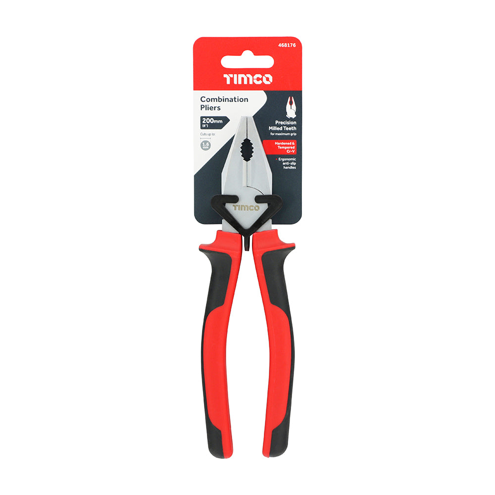 TIMCO Combination Pliers, Multi-purpose Grips & Cutters with Soft Grip Handles - 8" / 200mm - Image