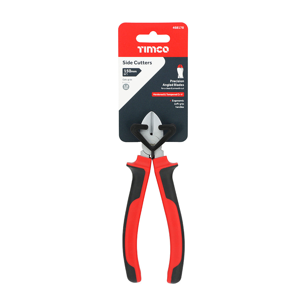 TIMCO Side Cutting Pliers, Diagonal Cutters with Soft Grip Handles - 6" / 150mm - Image
