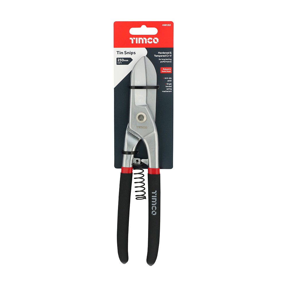 TIMCO Straight Cutting Tin Snips with Anti-Slip Grips - 10" - 250mm - Image