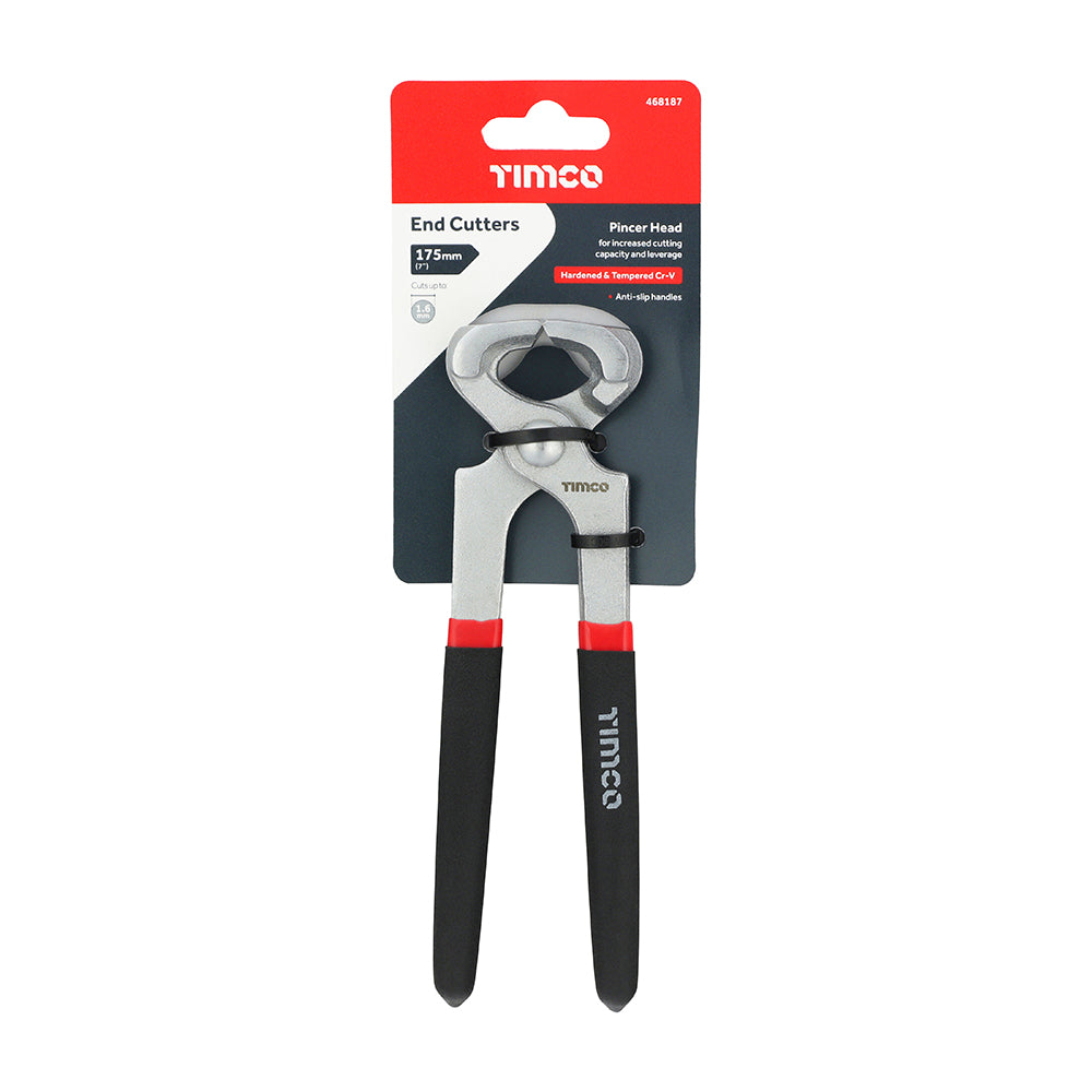 TIMCO Carpenters End Cutting Pliers, Pincer Head with Hardened Jaws and Anti-Slip Grips - 7" / 175mm - Image