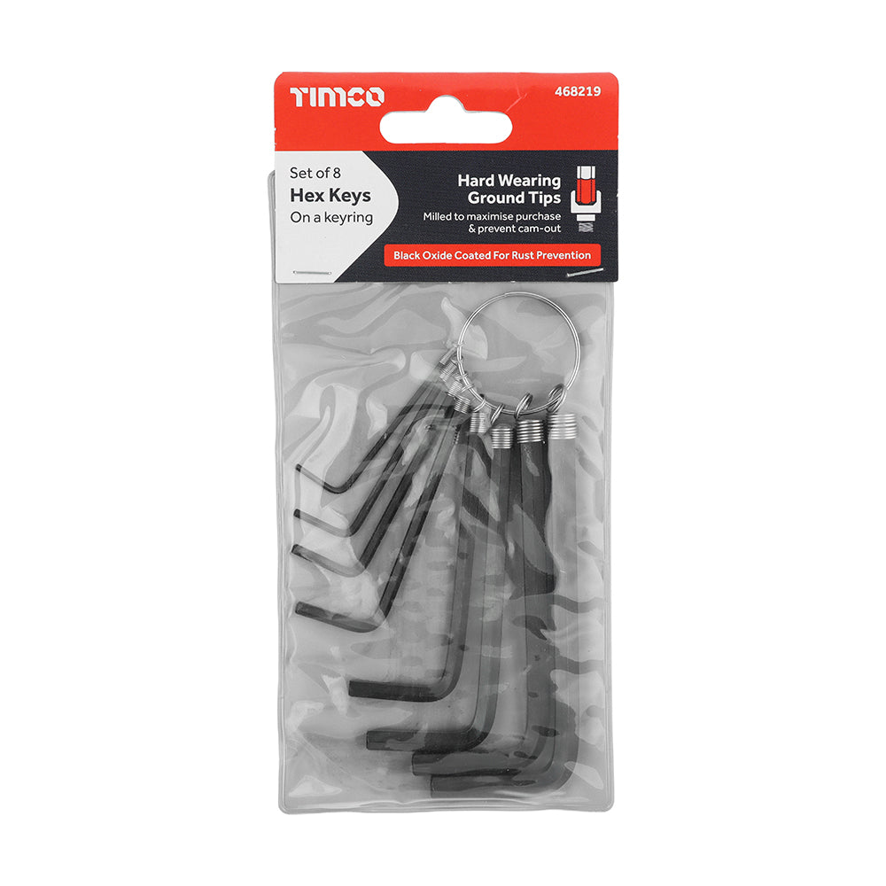 TIMCO Hex Key Keyring Set - 8 Pieces - Image
