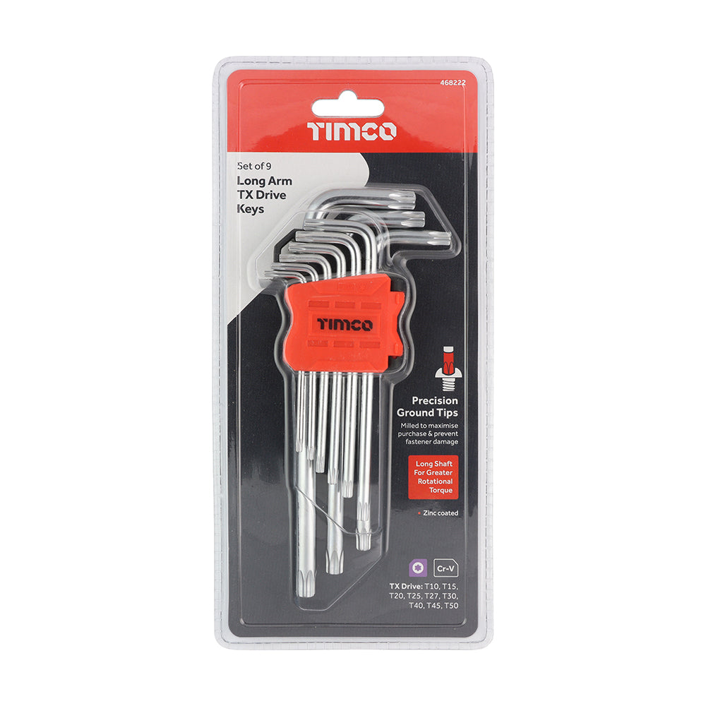 TIMCO Long Arm TX Drive Key Set - 9 Pieces - Image
