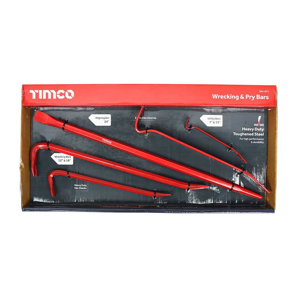 TIMCO Wrecking & Pry Bar Set, Demolition, Moulding Bar, Utility Bar Set - 5 Pieces - Image