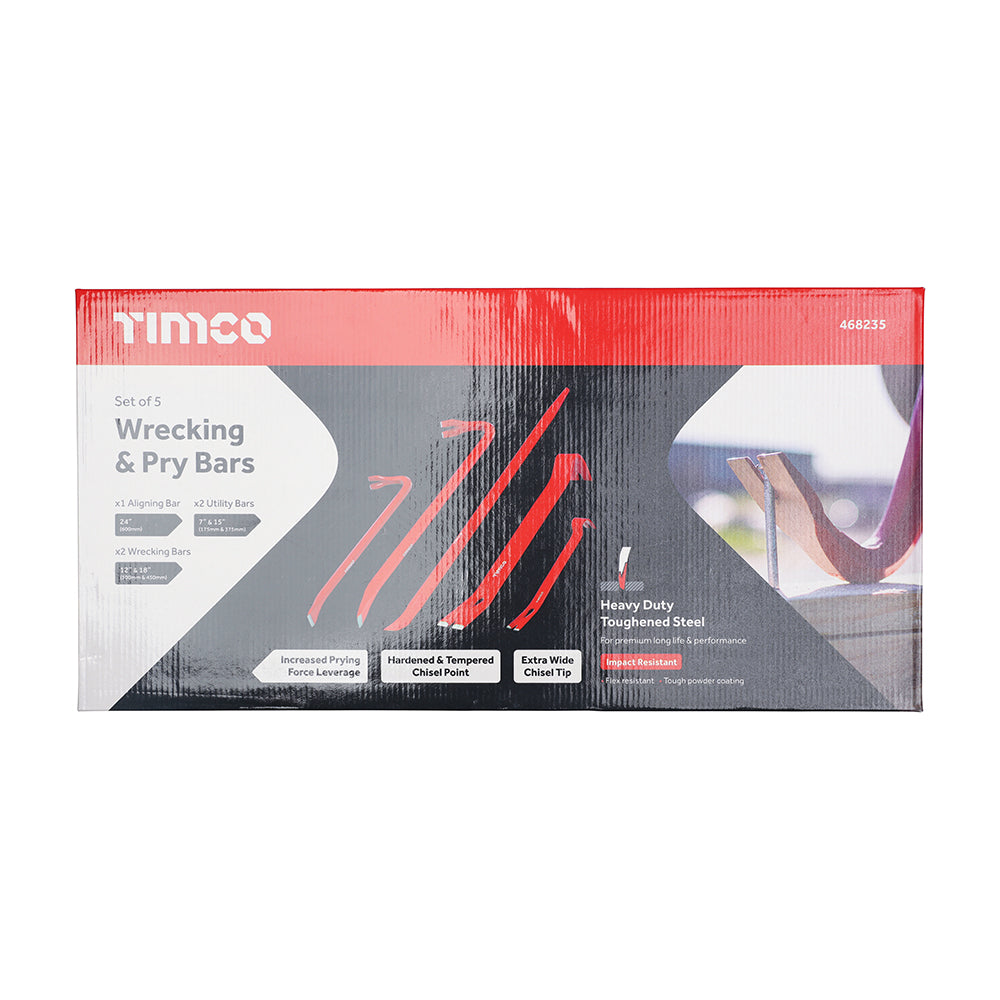TIMCO Wrecking & Pry Bar Set, Demolition, Moulding Bar, Utility Bar Set - 5 Pieces - Image