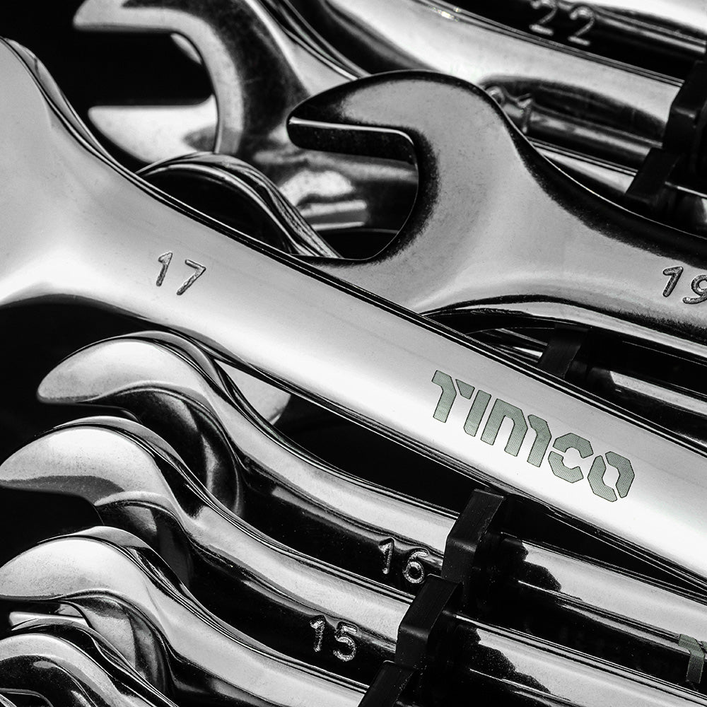 TIMCO Combination Spanner Set - Metric Drop Forged Chrome Vanadium, 6mm to 32mm - 25 Pieces - Image