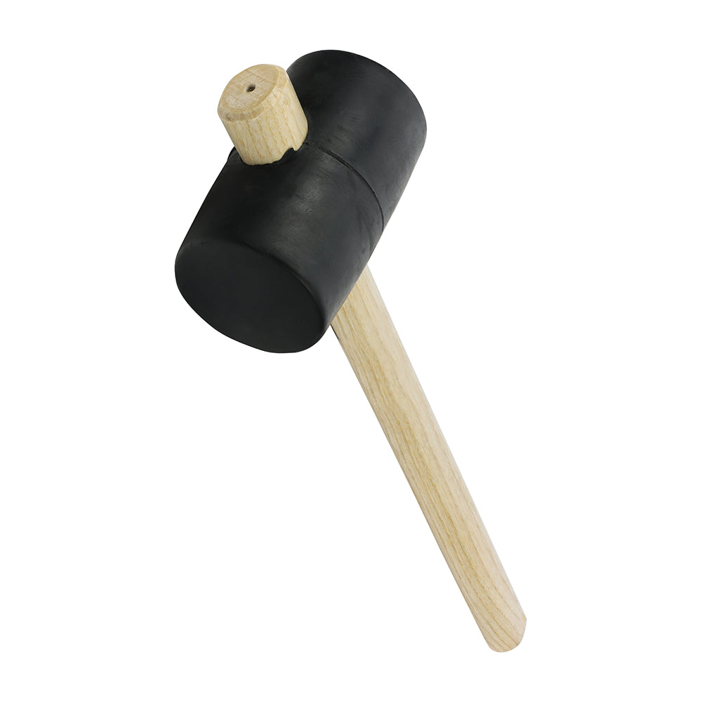 TIMCO Rubber Mallet, Solid Black Rubber Ash Wood Handle Mallet - 16oz - Image