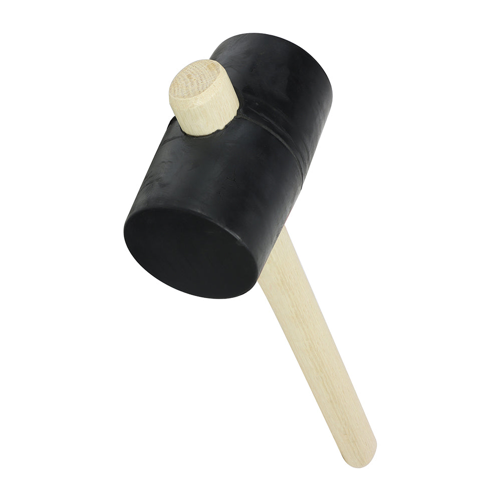 TIMCO Rubber Mallet, Solid Black Rubber Ash Wood Handle Mallet - 32oz - Image