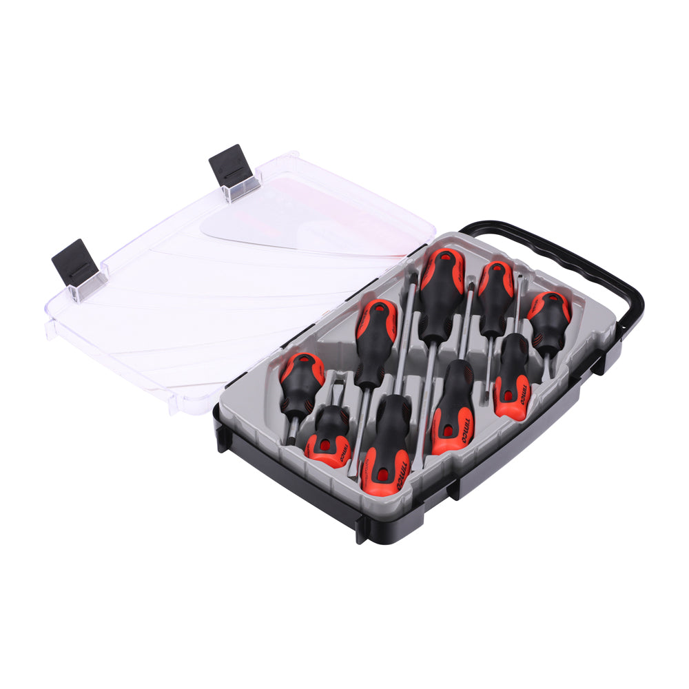 TIMCO Tradesman's Screwdriver Set in Hard Plastic Carry Case - 9 Pieces - Image