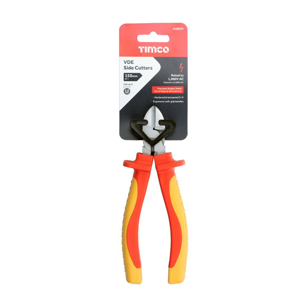 TIMCO Professional VDE Side Cutters/Snips. Tested to 1000V AC - 6" - Image