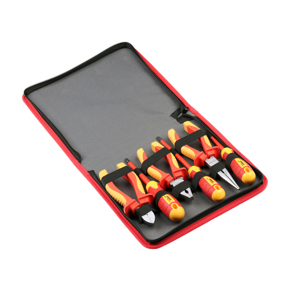 TIMCO Professional VDE Screwdriver and Plier Set. Combination, Side Cutter and Long Nose Pliers. Slotted and Phillips Screwdrivers. Tested to 1000V AC - 6 Pieces - Image