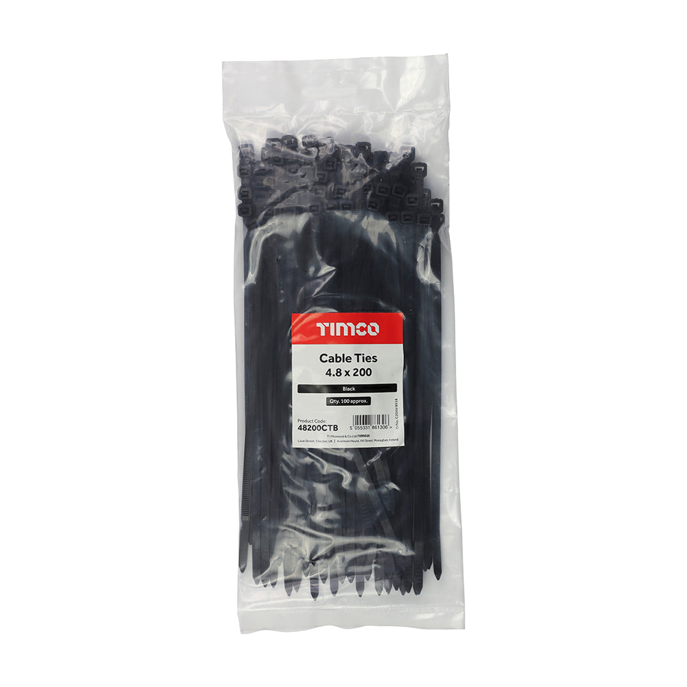 TIMCO Cable Ties Black - 4.8 x 200 - Image