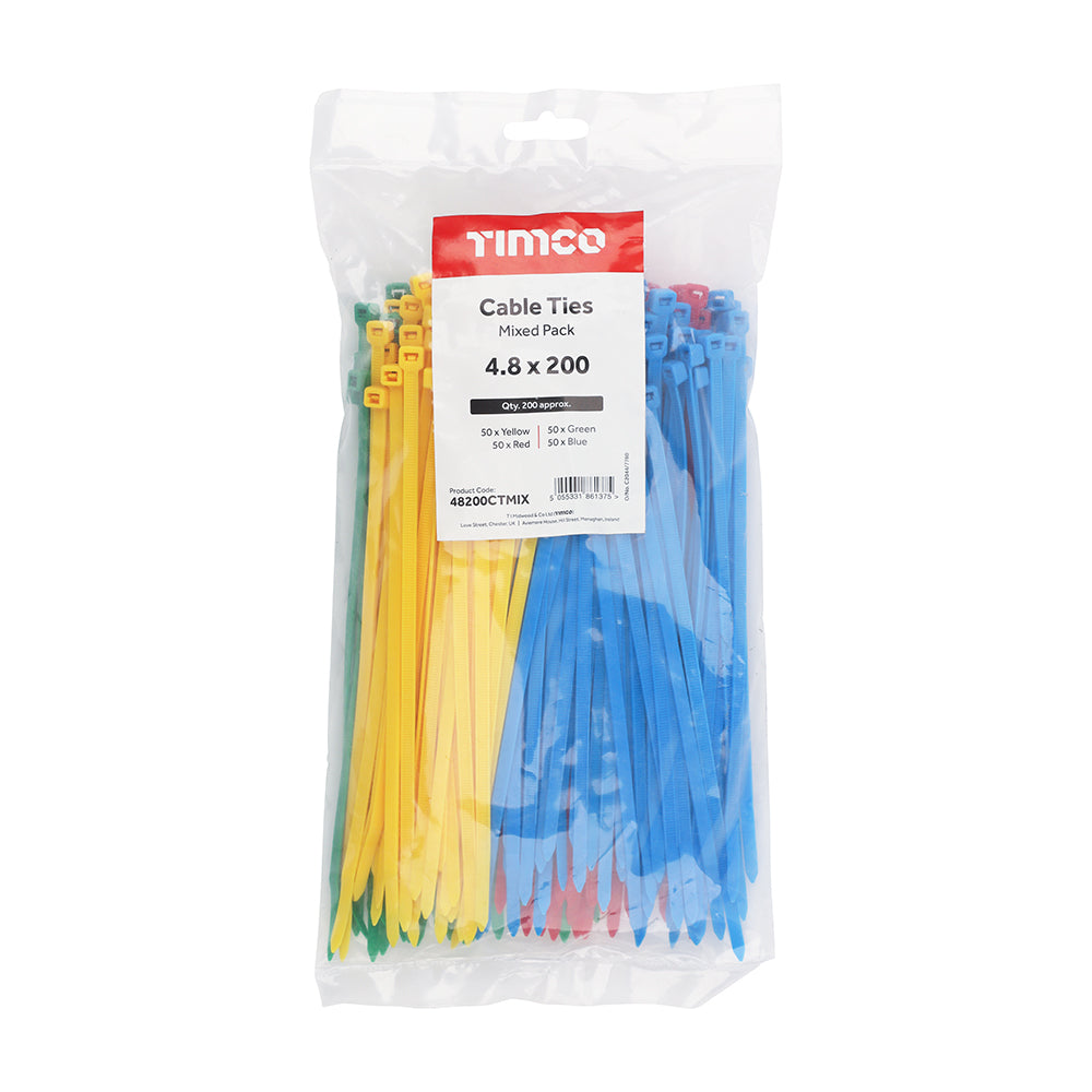 TIMCO Cable Ties Mixed Colours - 4.8 x 200 - Image