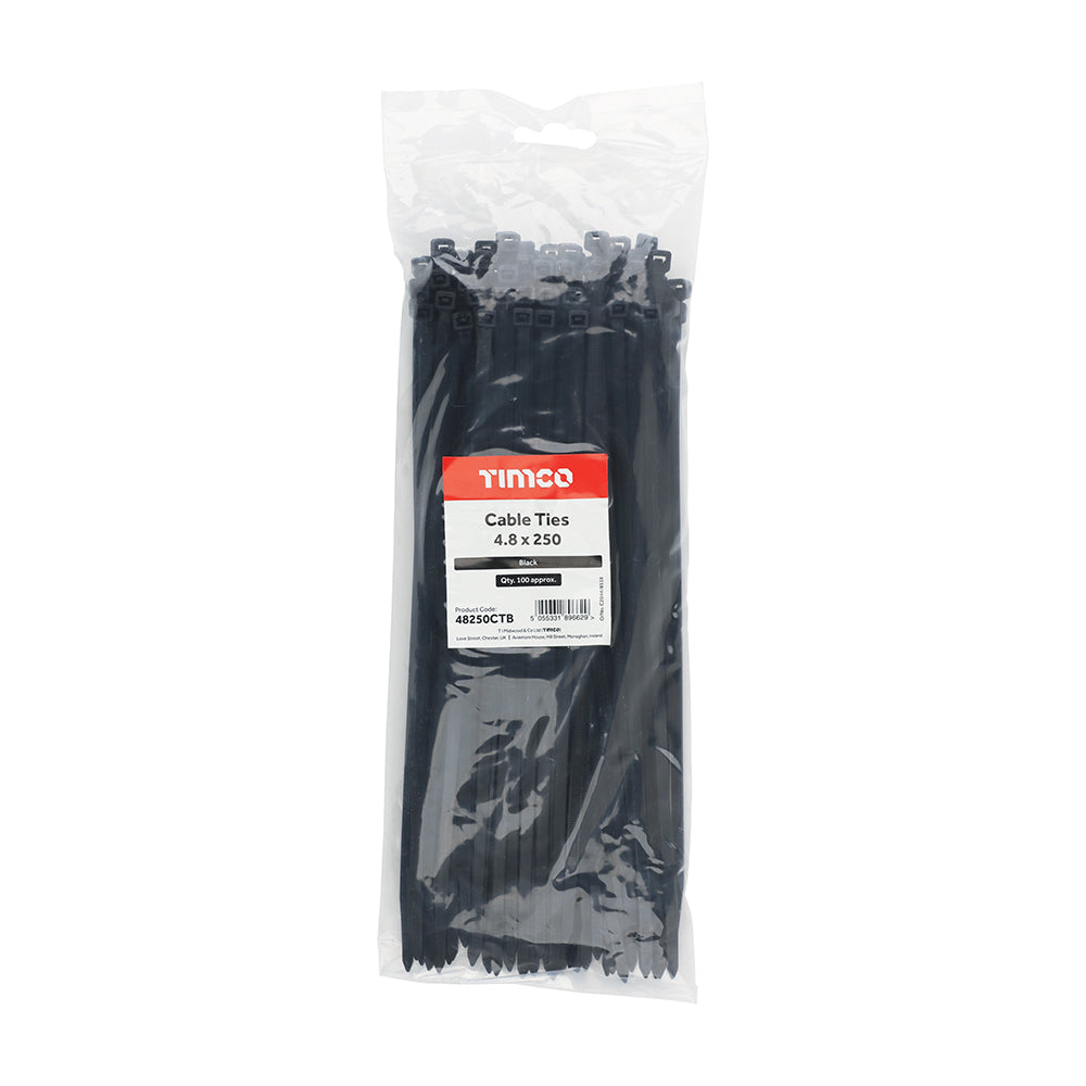 TIMCO Cable Ties Black - 4.8 x 250 - Image