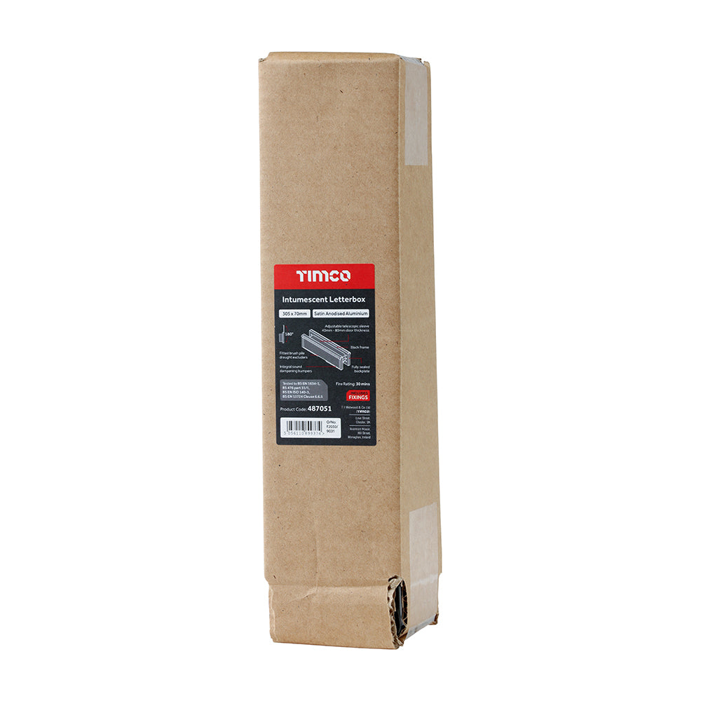 TIMCO 12" Intumescent Letterbox - SAA (Black Frame) 306 x 70mm
- Image