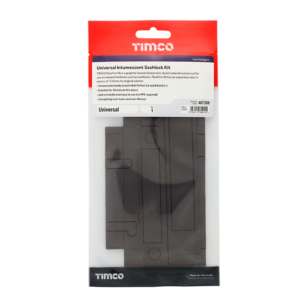 TIMCO Universal Graphite Intumescent Sash Lock Kit - Image