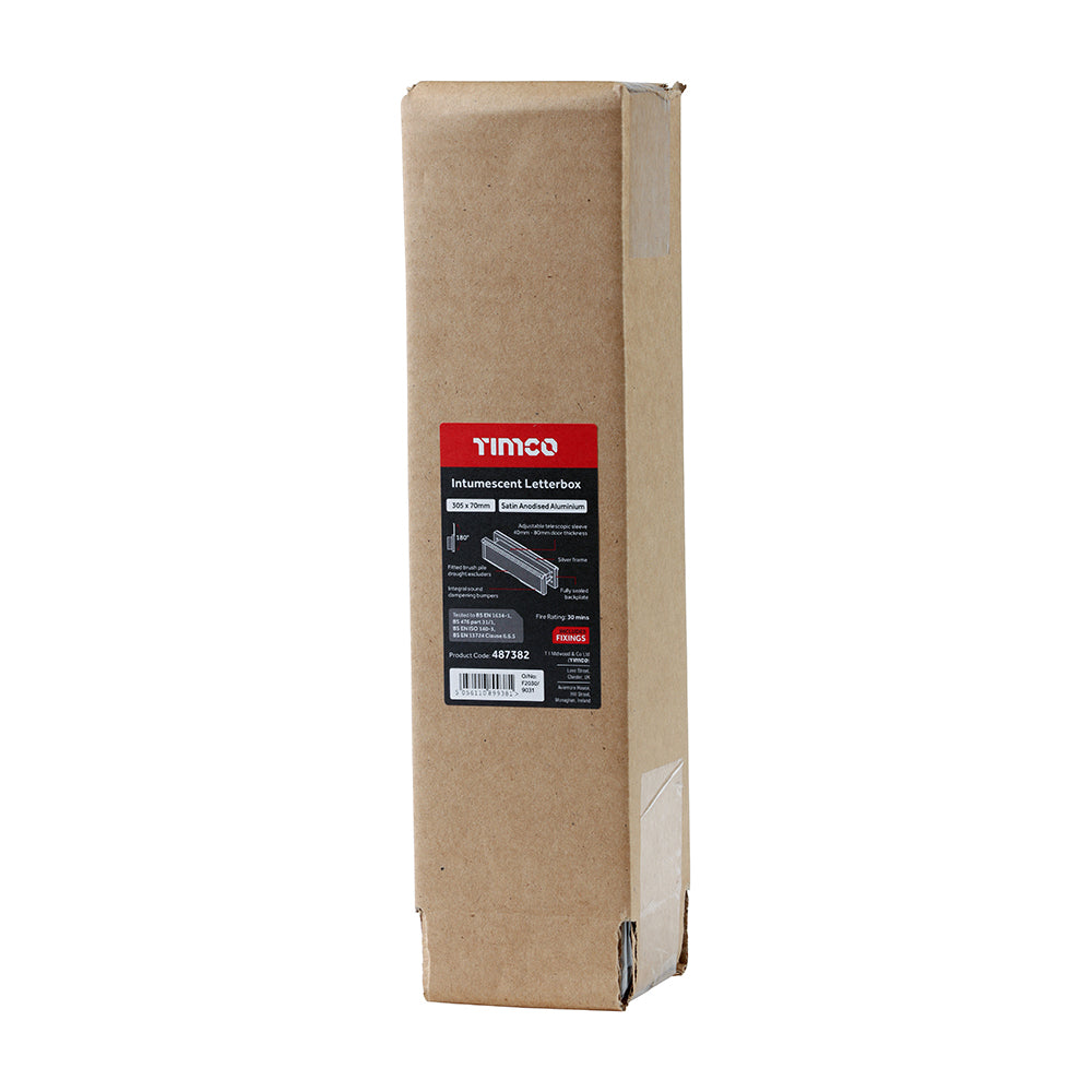 TIMCO 12" Intumescent Letterbox - SAA (Silver Frame) 306 x 70mm
- Image