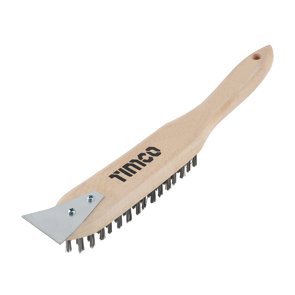 TIMCO Wire Brush & Scraper Stainless Steel - 4 Rows - Image