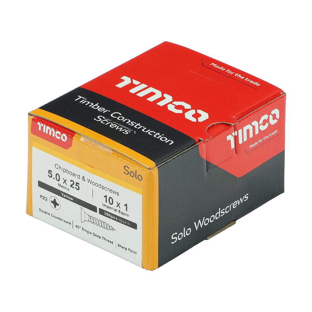 TIMCO Solo Countersunk Gold Woodscrews - 5.0 x 25 - Image