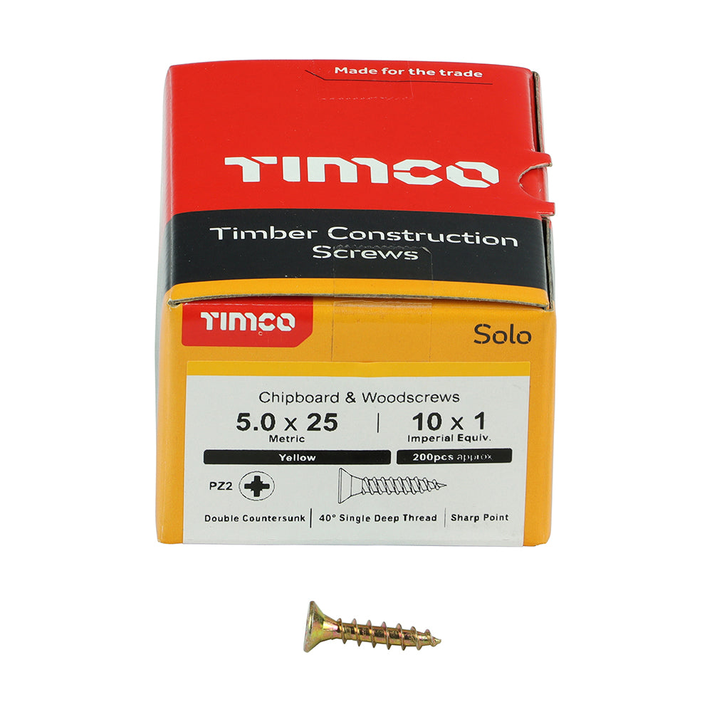 TIMCO Solo Countersunk Gold Woodscrews - 5.0 x 25 - Image