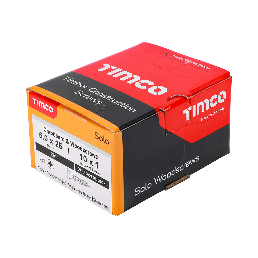 TIMCO Solo Countersunk Silver Woodscrews - 5.0 x 25 - Image
