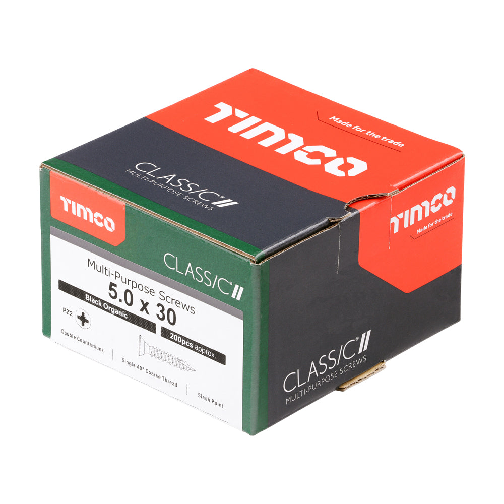TIMCO Classic Multi-Purpose Countersunk Black Woodscrews - 5.0 x 30 - Image