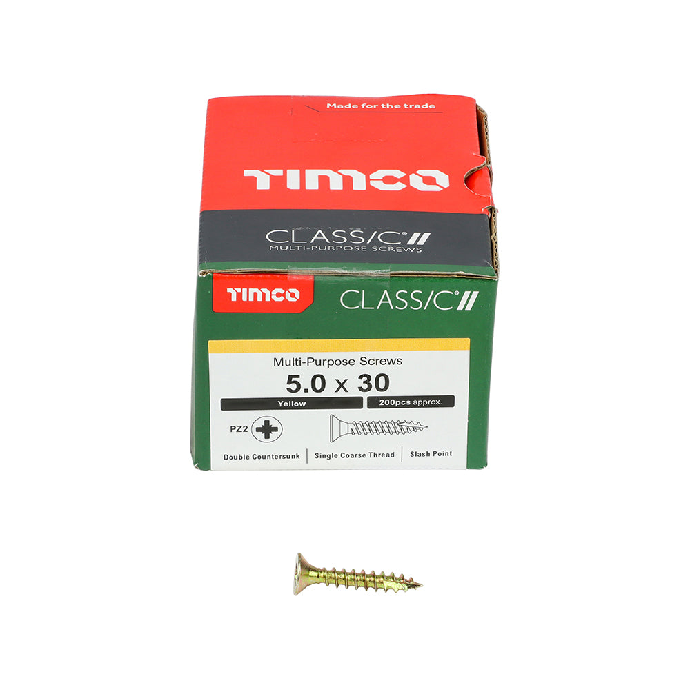 TIMCO Classic Multi-Purpose Countersunk Gold Woodscrews - 5.0 x 30 - Image