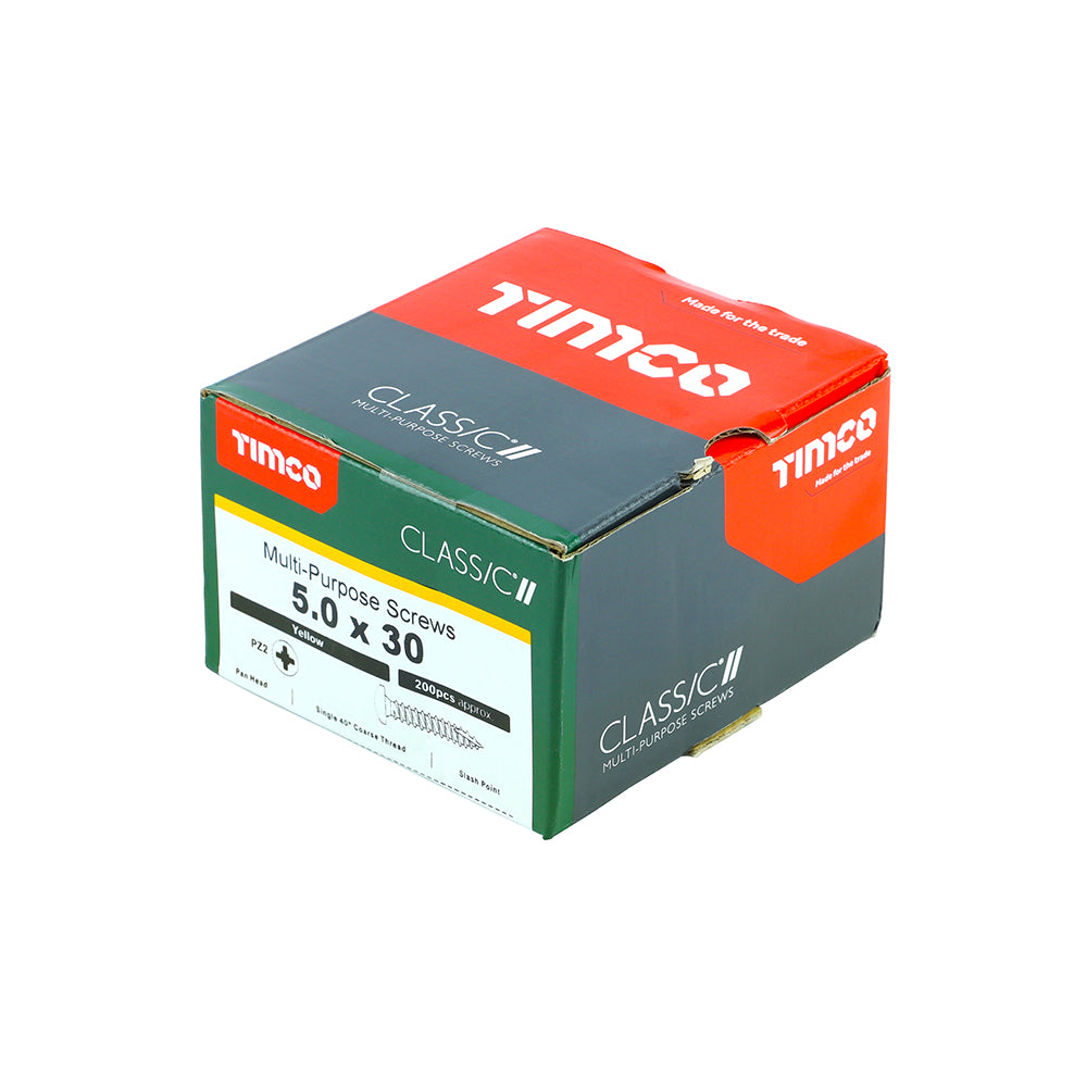 TIMCO Classic Multi-Purpose Pan Head Gold Woodscrews - 5.0 x 30 - Image