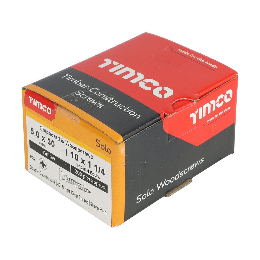 TIMCO Solo Countersunk Gold Woodscrews - 5.0 x 30 - Image