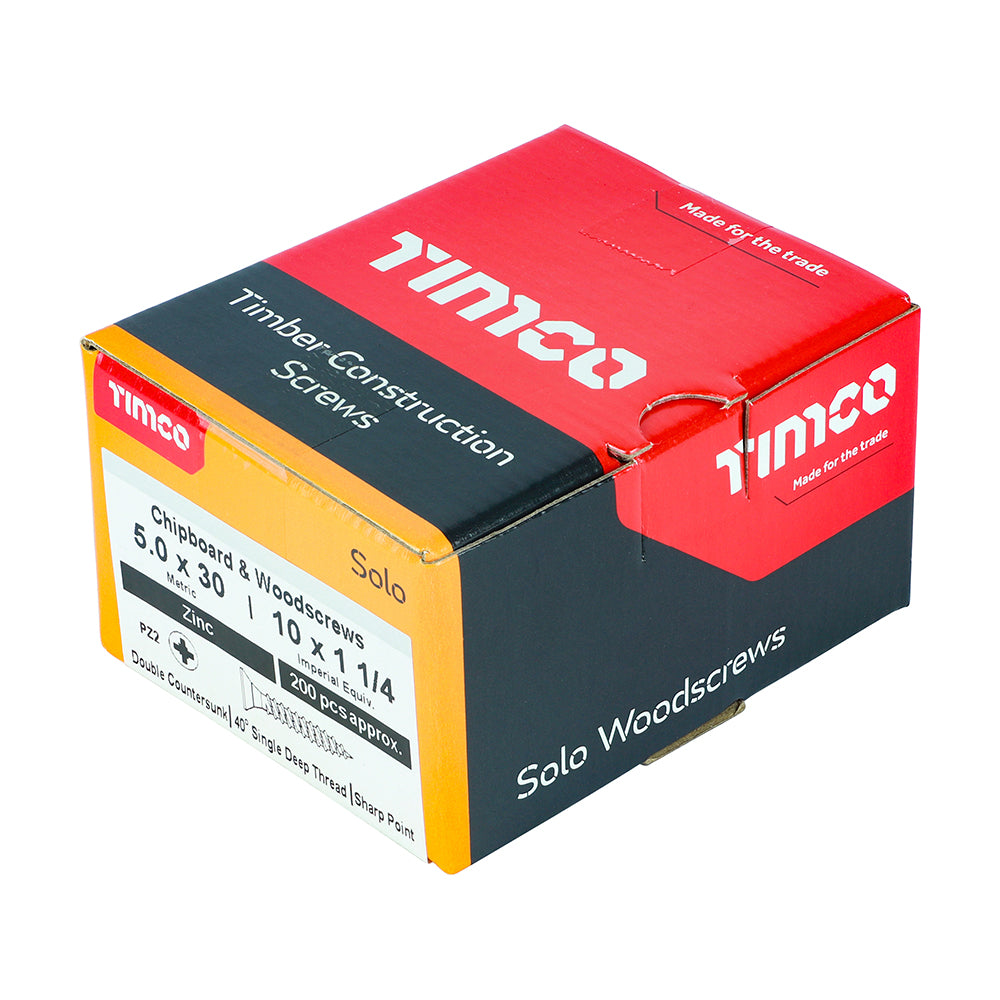 TIMCO Solo Countersunk Silver Woodscrews - 5.0 x 30 - Image