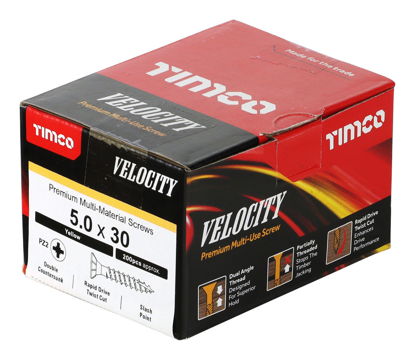TIMCO Velocity Premium Multi-Use Countersunk Gold Woodscrews - 5.0 x 30 - Image