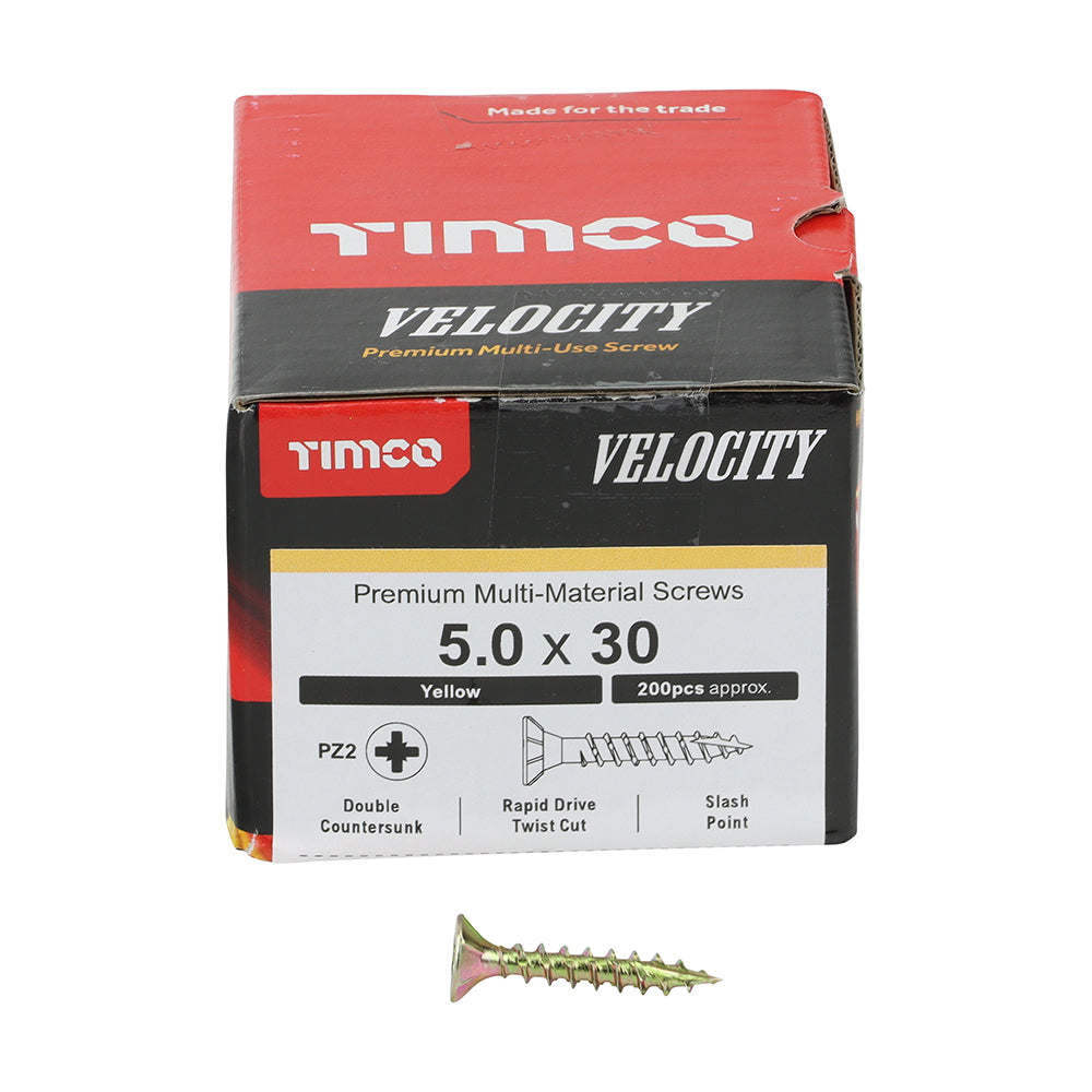 TIMCO Velocity Premium Multi-Use Countersunk Gold Woodscrews - 5.0 x 30 - Image