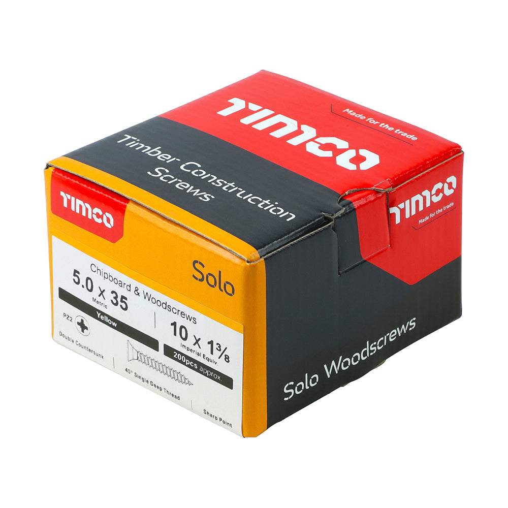 TIMCO Solo Countersunk Gold Woodscrews - 5.0 x 35 - Image