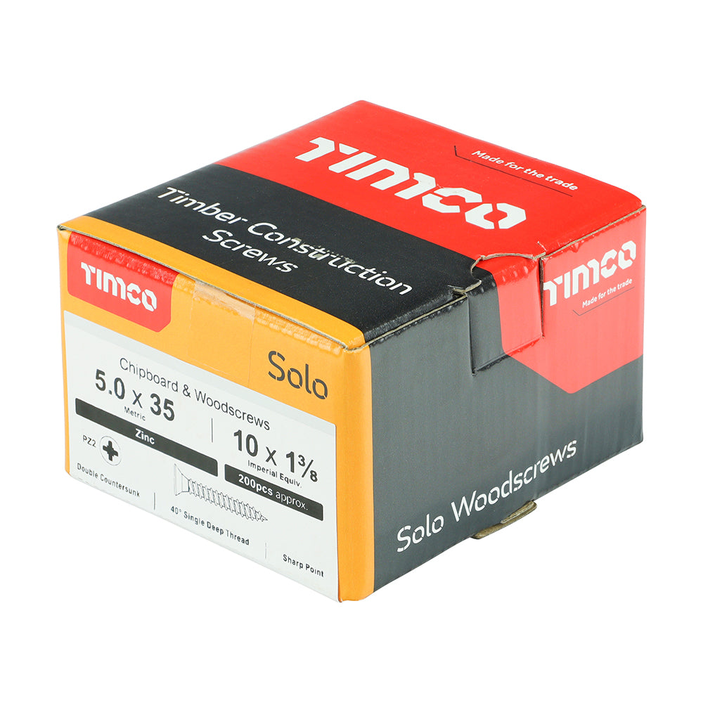 TIMCO Solo Countersunk Silver Woodscrews - 5.0 x 35 - Image