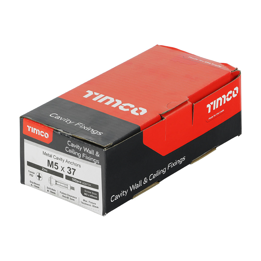 TIMCO Metal Cavity Anchors Silver - M5 x 37 (45mm Screw) - Image